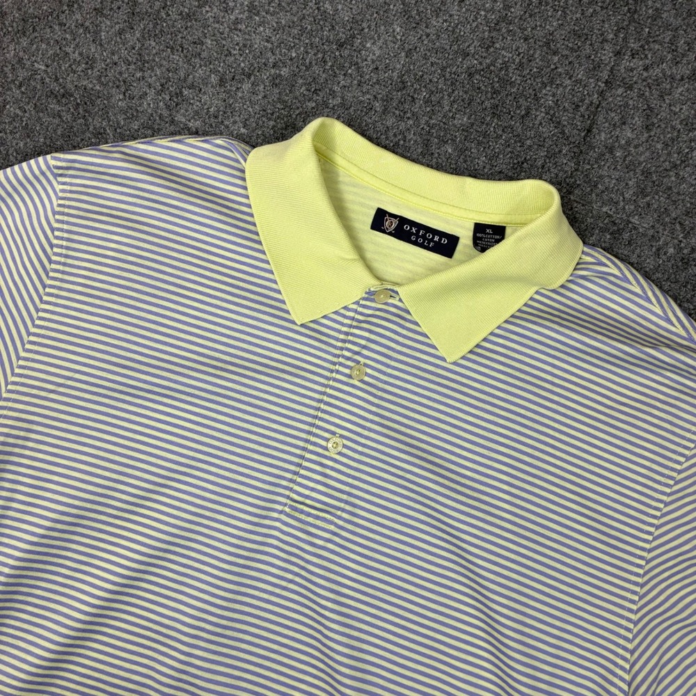 Oxford Golf Mens XL Polo Shirt Mercerized Cotton Striped Germantown Country Club